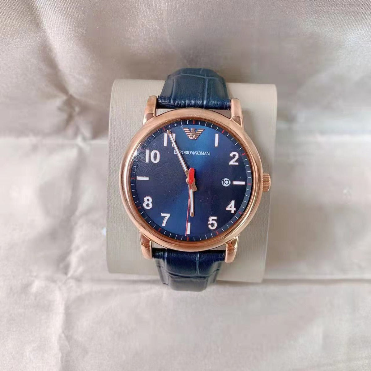 Emporio Armani AR11135 Three-Hand Date Blue Leather Watch Emporio Armani AR11135 Three-Hand Date Blue Leather Watch